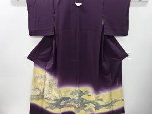 未使用品　仕立て上がり　寿光織　鳥に桜・松・草花模様織り出し一つ紋色留袖